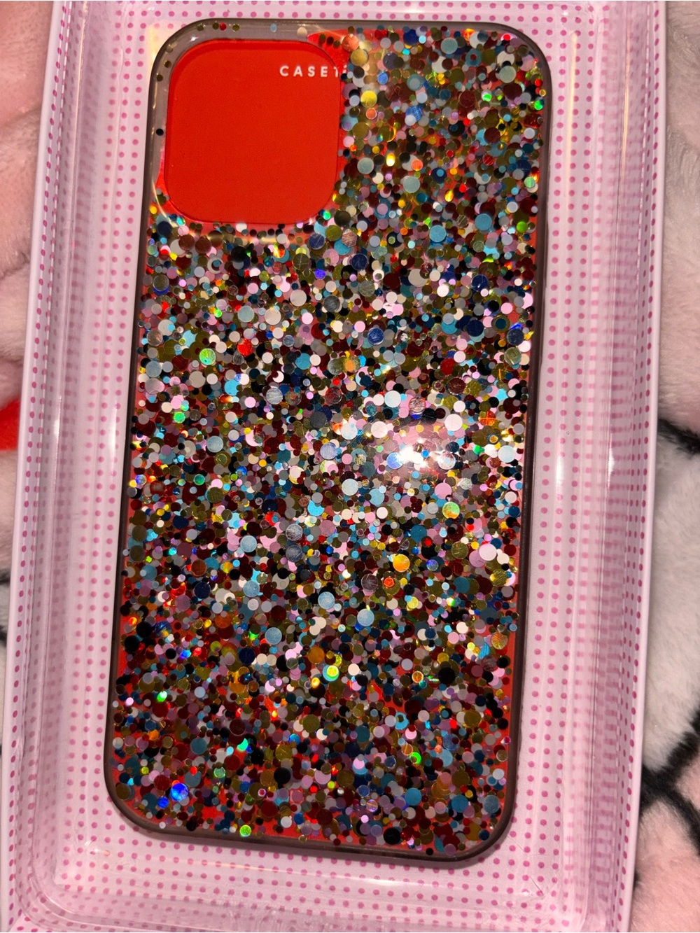 Casetify Red Multi-Glitter Protective iPhone Case